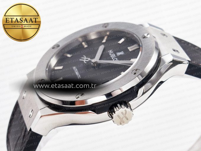 Classic Fusion 38mm SS JJF 1:1 Best Edition Gray Dial on Black Gummy Leather Strap - Görsel 6