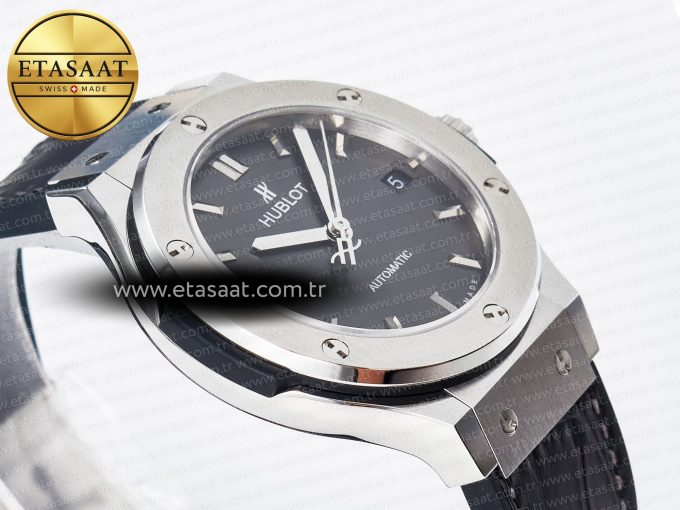 Classic Fusion 38mm SS JJF 1:1 Best Edition Gray Dial on Black Gummy Leather Strap - Görsel 7