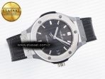 Classic Fusion 38mm SS JJF 1:1 Best Edition Gray Dial on Black Gummy Leather Strap - Görsel 8
