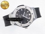 Classic Fusion 38mm SS JJF 1:1 Best Edition Gray Dial on Black Gummy Leather Strap - Görsel 8