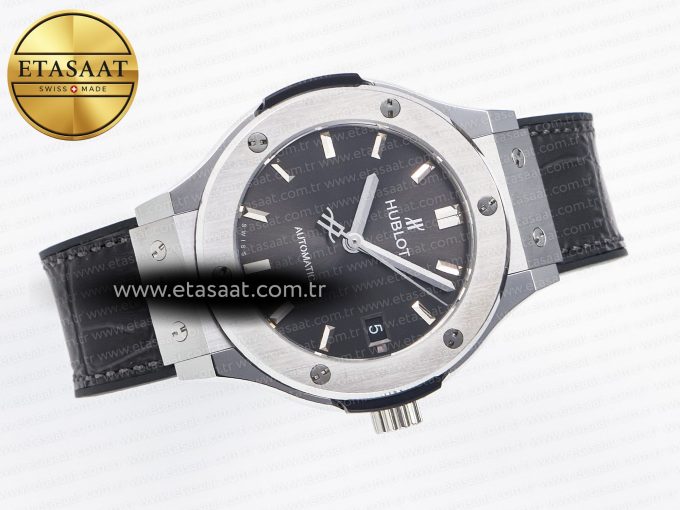 Classic Fusion 38mm SS JJF 1:1 Best Edition Gray Dial on Black Gummy Leather Strap - Görsel 8