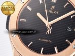 Classic Fusion 42mm RG JJF 1:1 Best Edition Black Dial on Black Gummy Leather Strap - Görsel 10