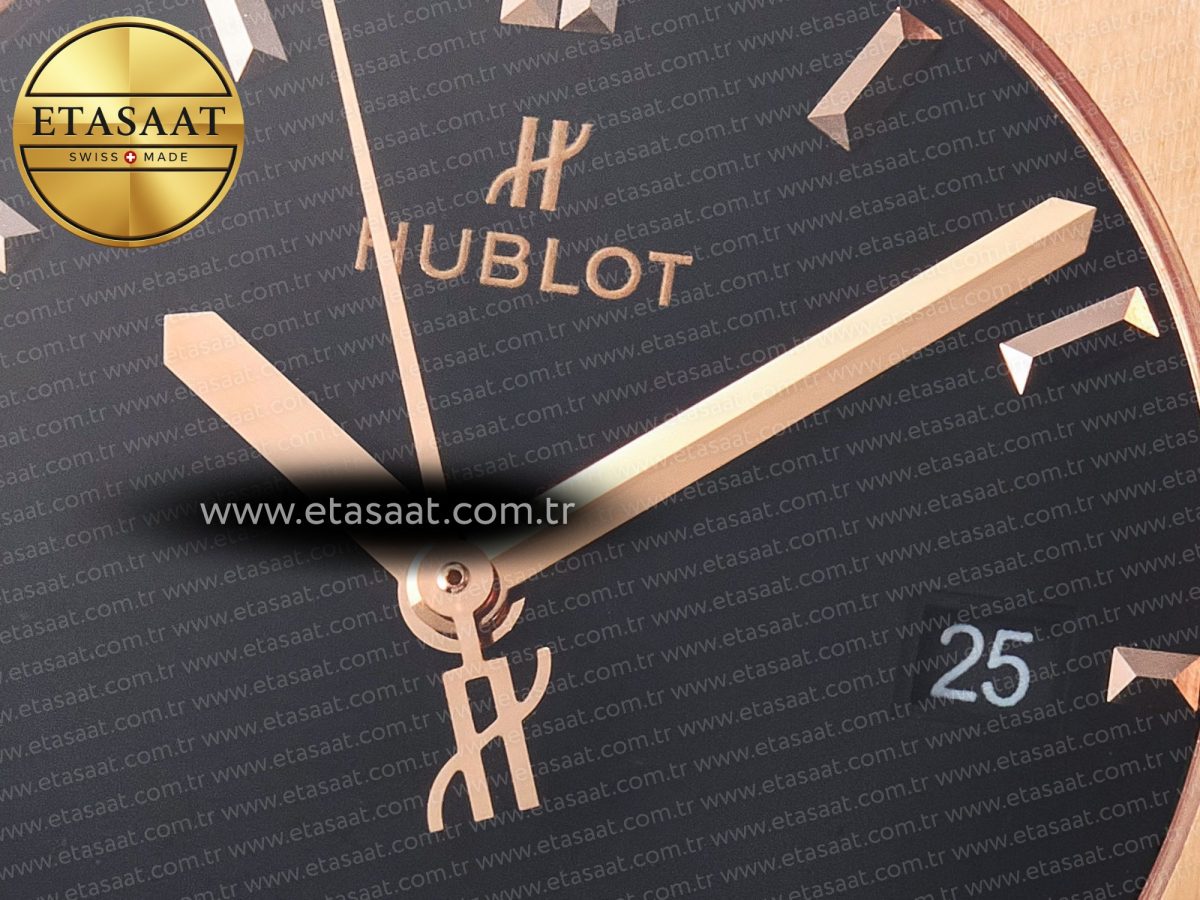 Classic Fusion 42mm RG JJF 1:1 Best Edition Black Dial on Black Gummy Leather Strap - Görsel 11