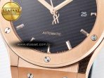 Classic Fusion 42mm RG JJF 1:1 Best Edition Black Dial on Black Gummy Leather Strap - Görsel 13