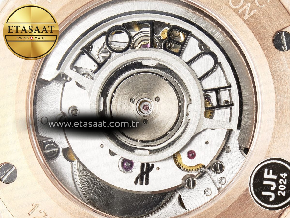 Classic Fusion 42mm RG JJF 1:1 Best Edition Black Dial on Black Gummy Leather Strap - Görsel 19