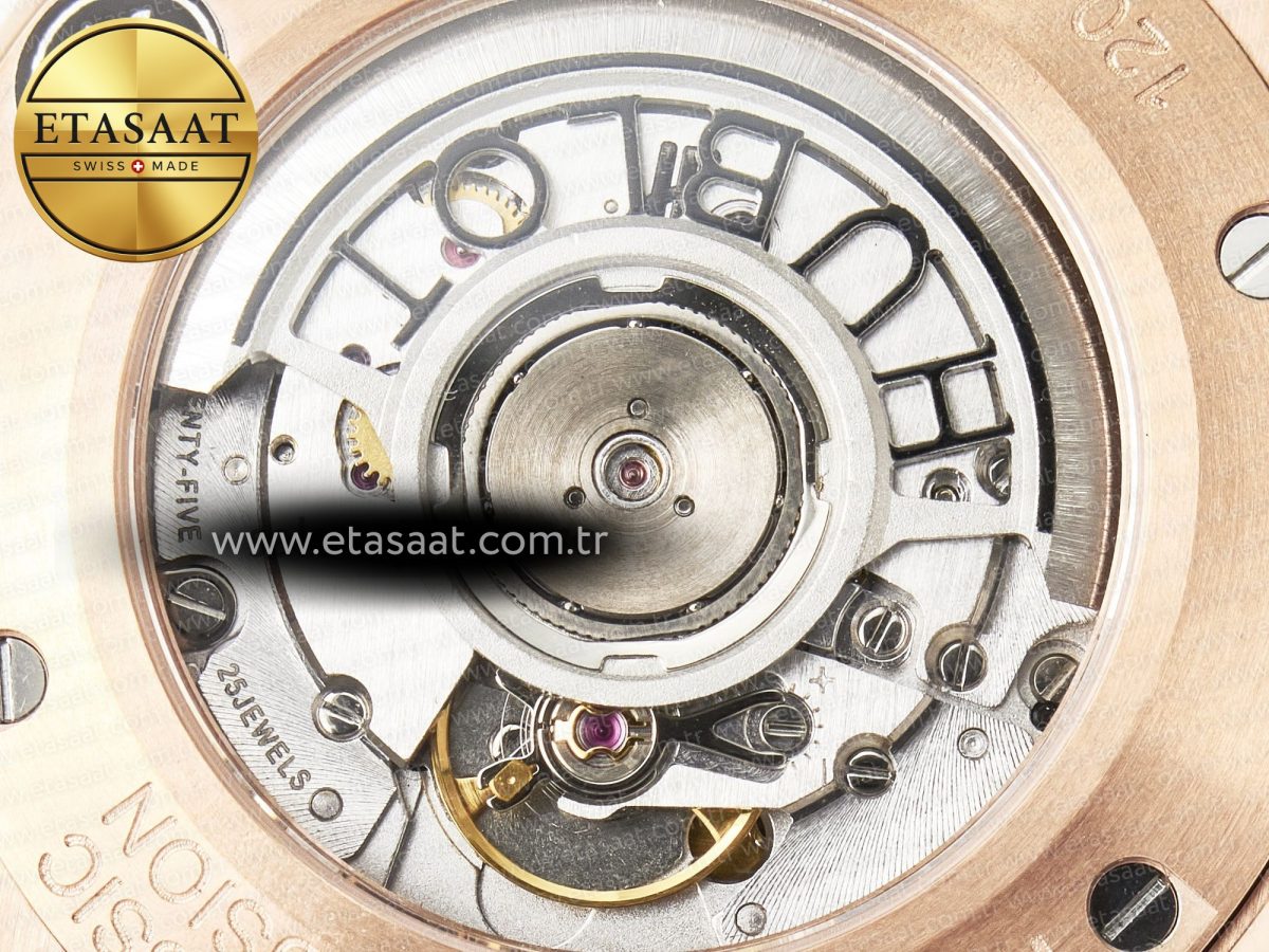 Classic Fusion 42mm RG JJF 1:1 Best Edition Black Dial on Black Gummy Leather Strap - Görsel 20
