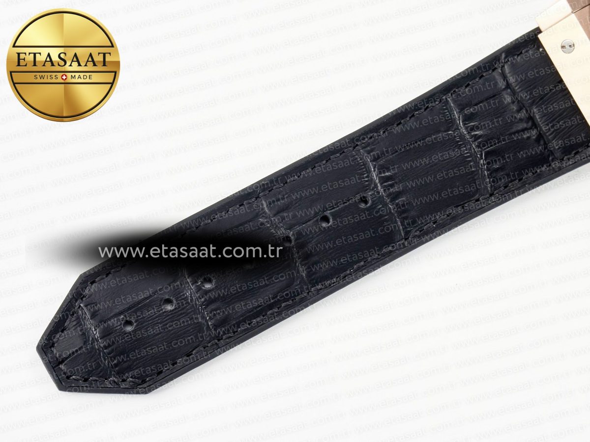 Classic Fusion 42mm RG JJF 1:1 Best Edition Black Dial on Black Gummy Leather Strap - Görsel 21