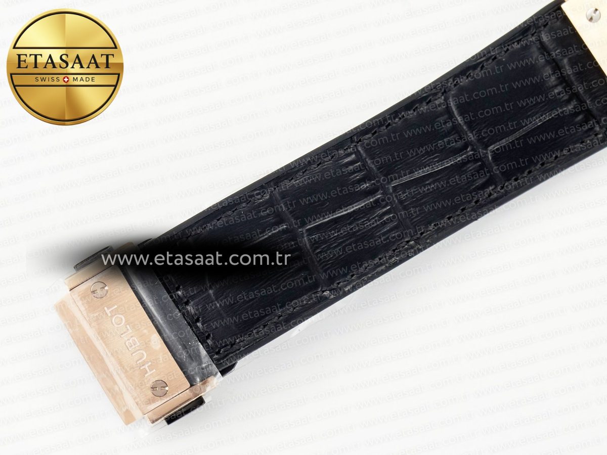 Classic Fusion 42mm RG JJF 1:1 Best Edition Black Dial on Black Gummy Leather Strap - Görsel 22