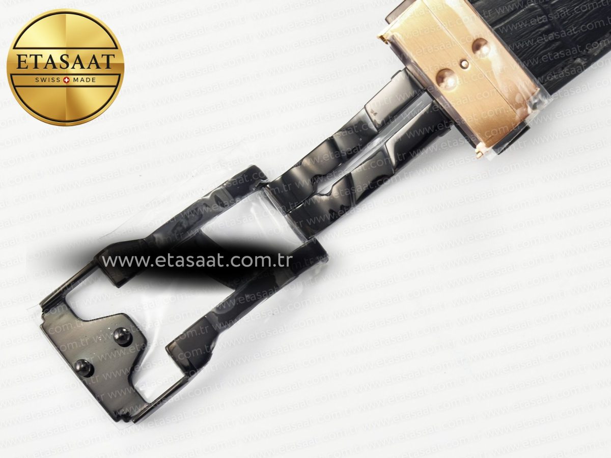 Classic Fusion 42mm RG JJF 1:1 Best Edition Black Dial on Black Gummy Leather Strap - Görsel 26