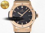 Classic Fusion 42mm RG JJF 1:1 Best Edition Black Dial on Black Gummy Leather Strap - Görsel 4