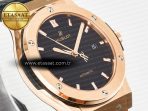 Classic Fusion 42mm RG JJF 1:1 Best Edition Black Dial on Black Gummy Leather Strap - Görsel 5