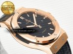 Classic Fusion 42mm RG JJF 1:1 Best Edition Black Dial on Black Gummy Leather Strap - Görsel 7