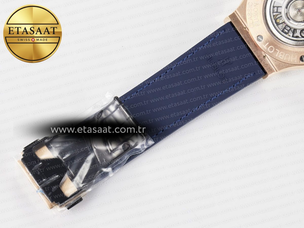 Classic Fusion 42mm RG JJF 1:1 Best Edition Blue Dial on Blue Gummy Leather Strap - Görsel 23