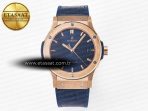 Classic Fusion 42mm RG JJF 1:1 Best Edition Blue Dial on Blue Gummy Leather Strap - Görsel 3