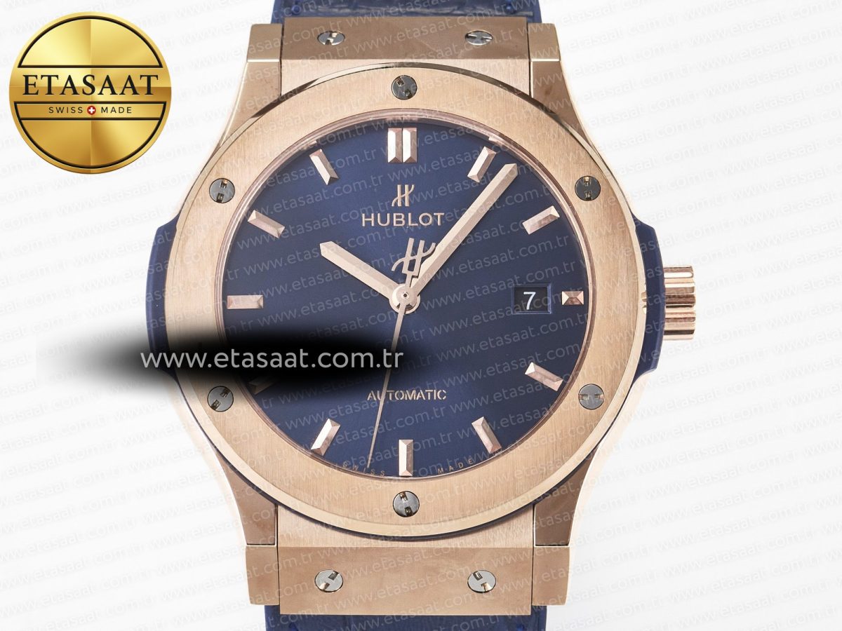 Classic Fusion 42mm RG JJF 1:1 Best Edition Blue Dial on Blue Gummy Leather Strap - Görsel 4