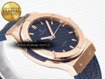 Classic Fusion 42mm RG JJF 1:1 Best Edition Blue Dial on Blue Gummy Leather Strap - Görsel 7
