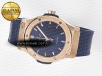 Classic Fusion 42mm RG JJF 1:1 Best Edition Blue Dial on Blue Gummy Leather Strap - Görsel 9