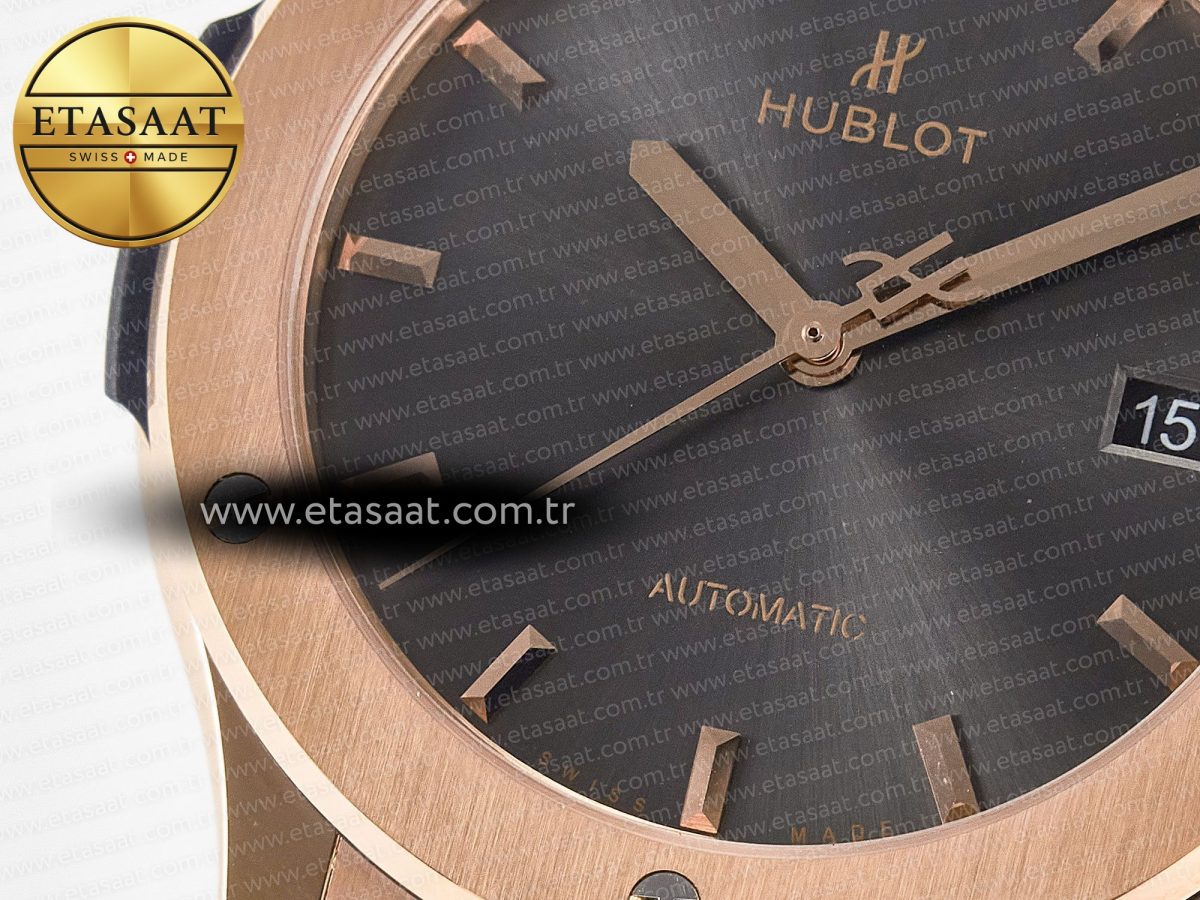 Classic Fusion 42mm RG JJF 1:1 Best Edition Gray Dial on Black Gummy Leather Strap - Görsel 10