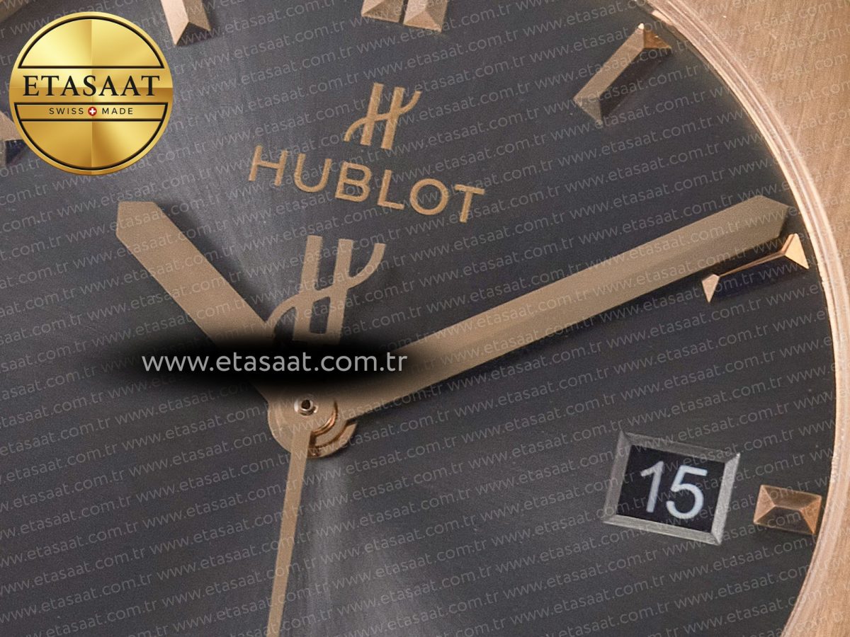 Classic Fusion 42mm RG JJF 1:1 Best Edition Gray Dial on Black Gummy Leather Strap - Görsel 11