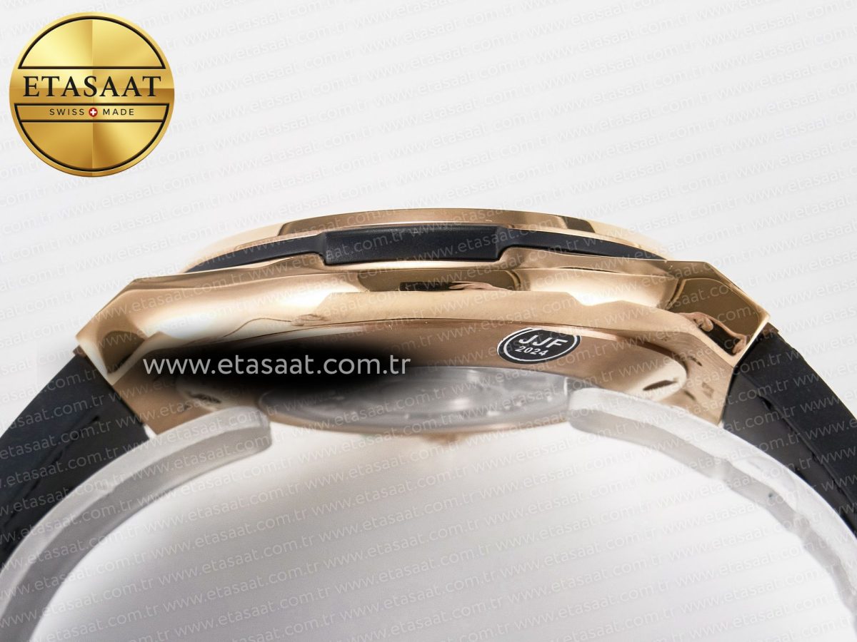 Classic Fusion 42mm RG JJF 1:1 Best Edition Gray Dial on Black Gummy Leather Strap - Görsel 14