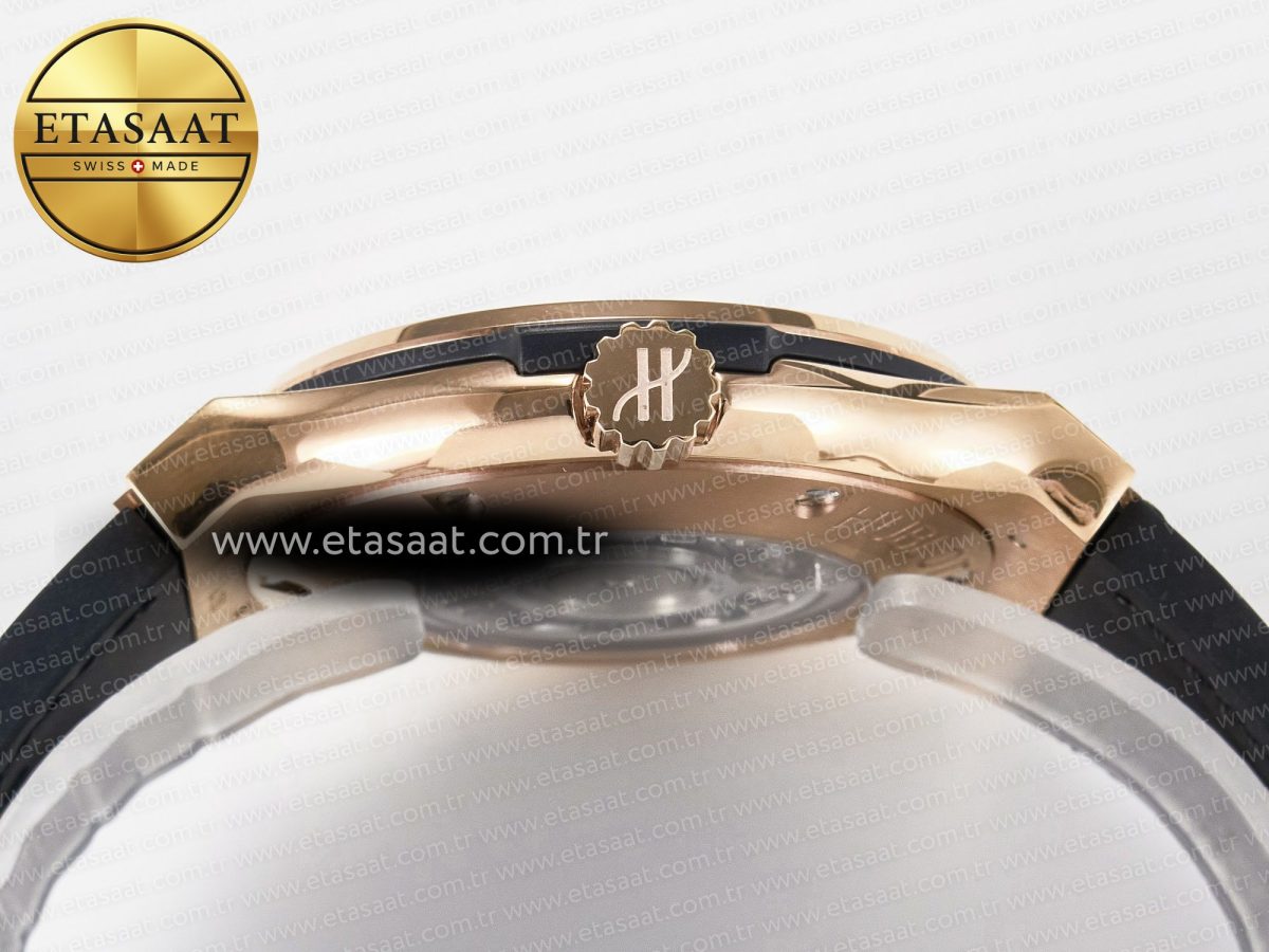 Classic Fusion 42mm RG JJF 1:1 Best Edition Gray Dial on Black Gummy Leather Strap - Görsel 15