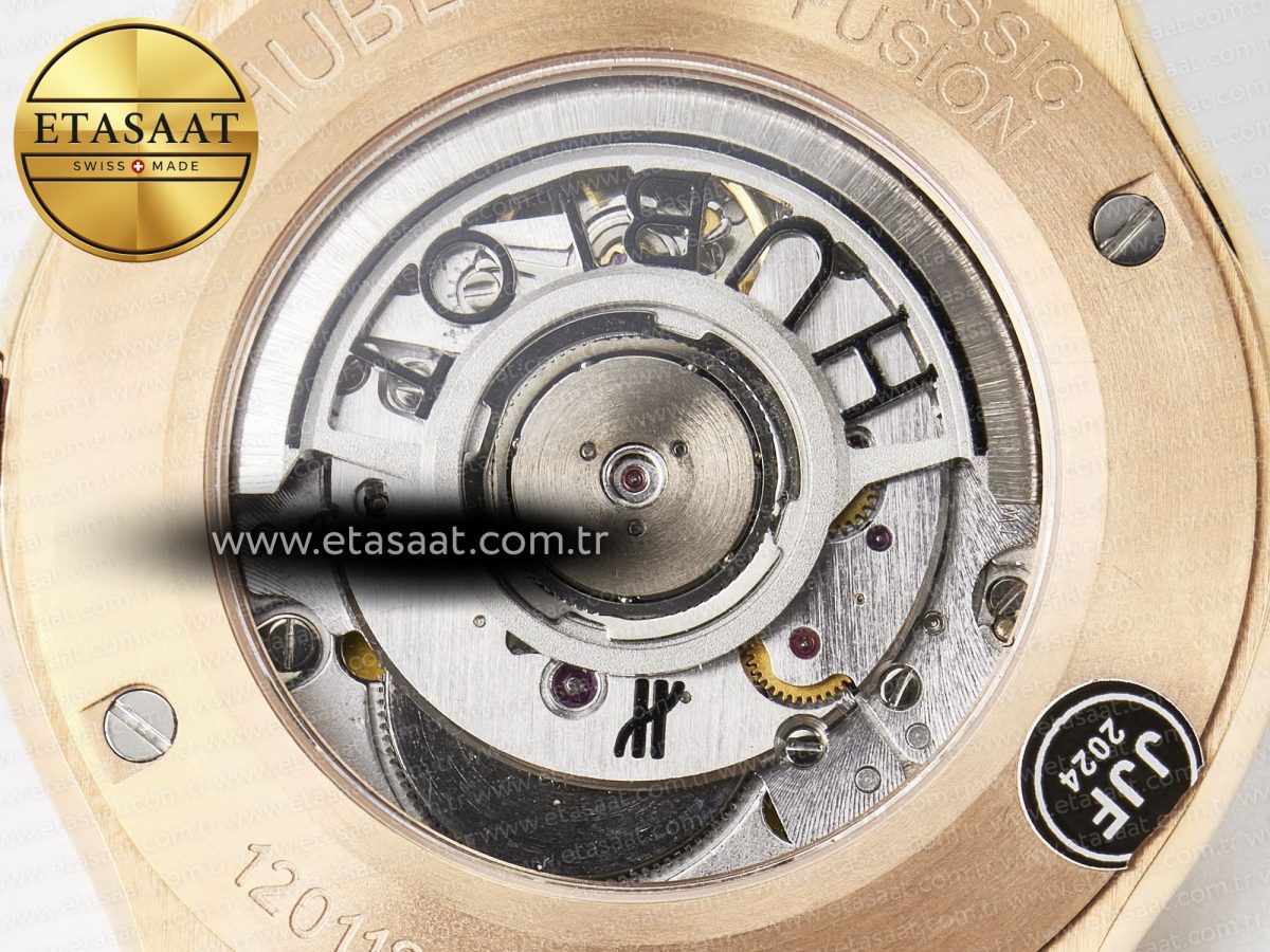 Classic Fusion 42mm RG JJF 1:1 Best Edition Gray Dial on Black Gummy Leather Strap - Görsel 19