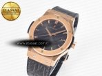 Classic Fusion 42mm RG JJF 1:1 Best Edition Gray Dial on Black Gummy Leather Strap - Görsel 2