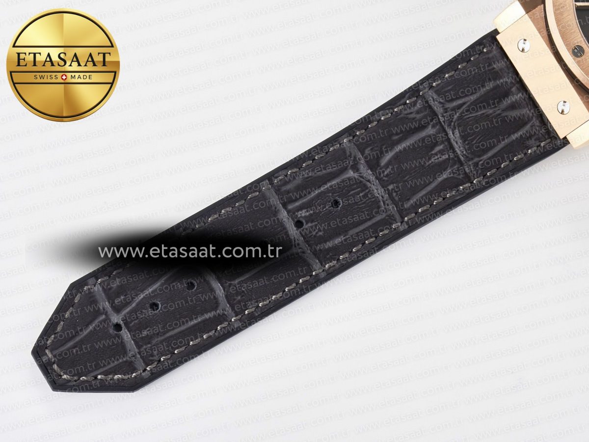 Classic Fusion 42mm RG JJF 1:1 Best Edition Gray Dial on Black Gummy Leather Strap - Görsel 21