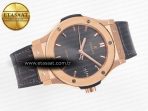 Classic Fusion 42mm RG JJF 1:1 Best Edition Gray Dial on Black Gummy Leather Strap - Görsel 8