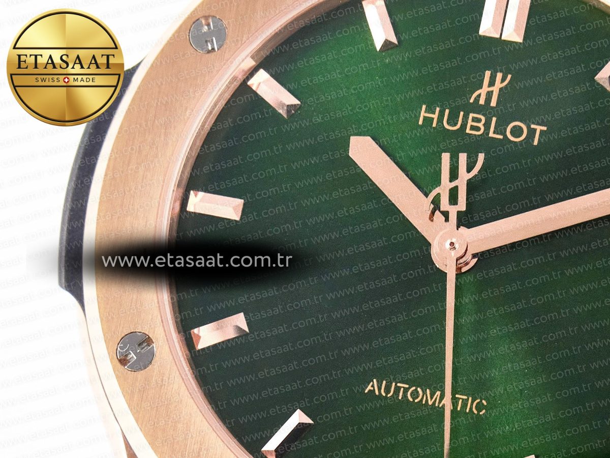 Classic Fusion 42mm RG JJF 1:1 Best Edition Green Dial on Green Gummy Leather Strap - Görsel 10