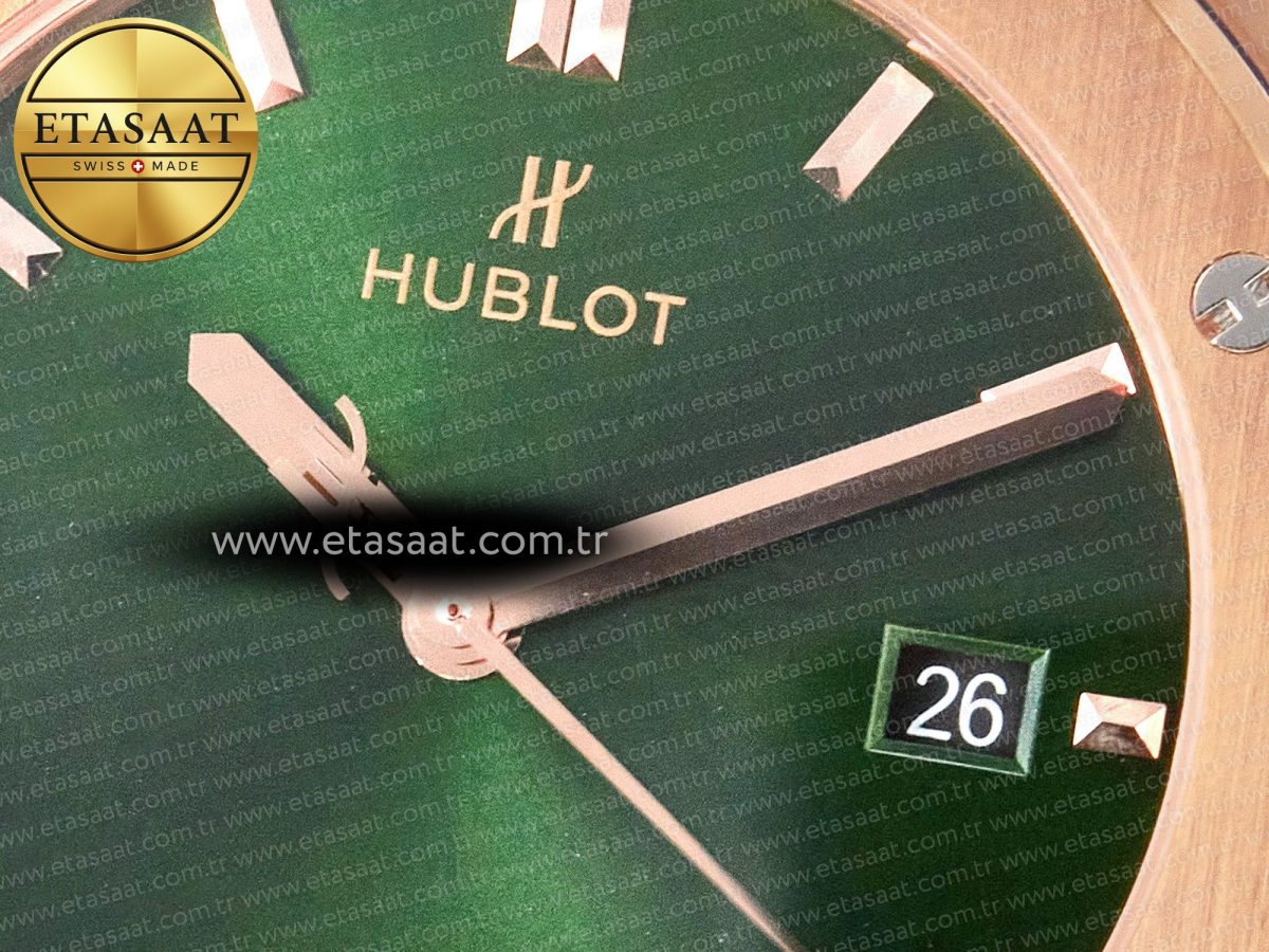 Classic Fusion 42mm RG JJF 1:1 Best Edition Green Dial on Green Gummy Leather Strap - Görsel 11