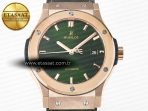 Classic Fusion 42mm RG JJF 1:1 Best Edition Green Dial on Green Gummy Leather Strap - Görsel 4