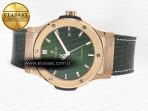 Classic Fusion 42mm RG JJF 1:1 Best Edition Green Dial on Green Gummy Leather Strap - Görsel 9