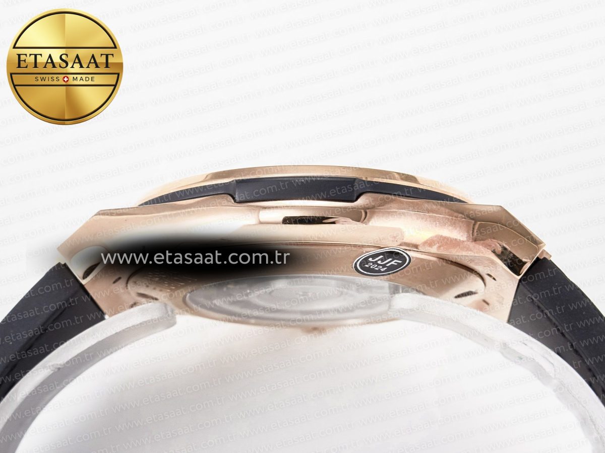 Classic Fusion 42mm RG JJF 1:1 Best Edition White Dial on Black Gummy Leather Strap - Görsel 14
