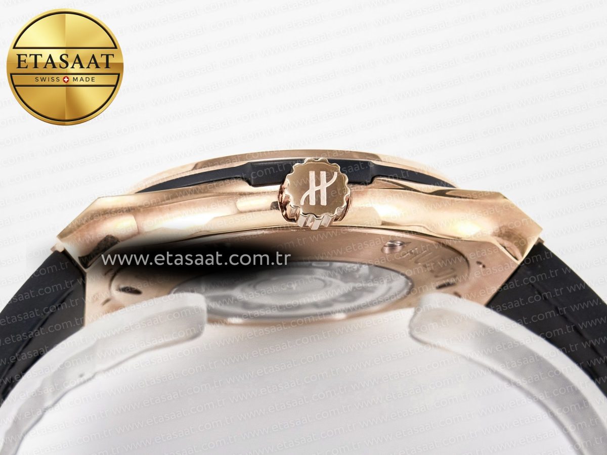 Classic Fusion 42mm RG JJF 1:1 Best Edition White Dial on Black Gummy Leather Strap - Görsel 15