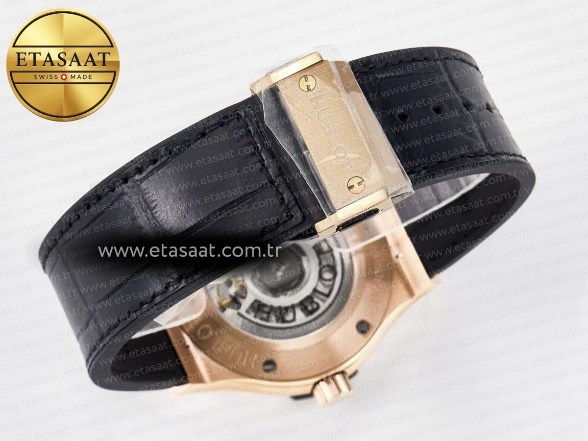 Classic Fusion 42mm RG JJF 1:1 Best Edition White Dial on Black Gummy Leather Strap - Görsel 16