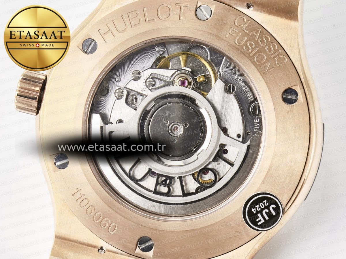 Classic Fusion 42mm RG JJF 1:1 Best Edition White Dial on Black Gummy Leather Strap - Görsel 18