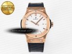 Classic Fusion 42mm RG JJF 1:1 Best Edition White Dial on Black Gummy Leather Strap - Görsel 3