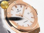 Classic Fusion 42mm RG JJF 1:1 Best Edition White Dial on Black Gummy Leather Strap - Görsel 5