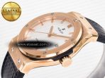 Classic Fusion 42mm RG JJF 1:1 Best Edition White Dial on Black Gummy Leather Strap - Görsel 6