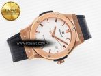 Classic Fusion 42mm RG JJF 1:1 Best Edition White Dial on Black Gummy Leather Strap - Görsel 8