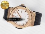Classic Fusion 42mm RG JJF 1:1 Best Edition White Dial on Black Gummy Leather Strap - Görsel 9