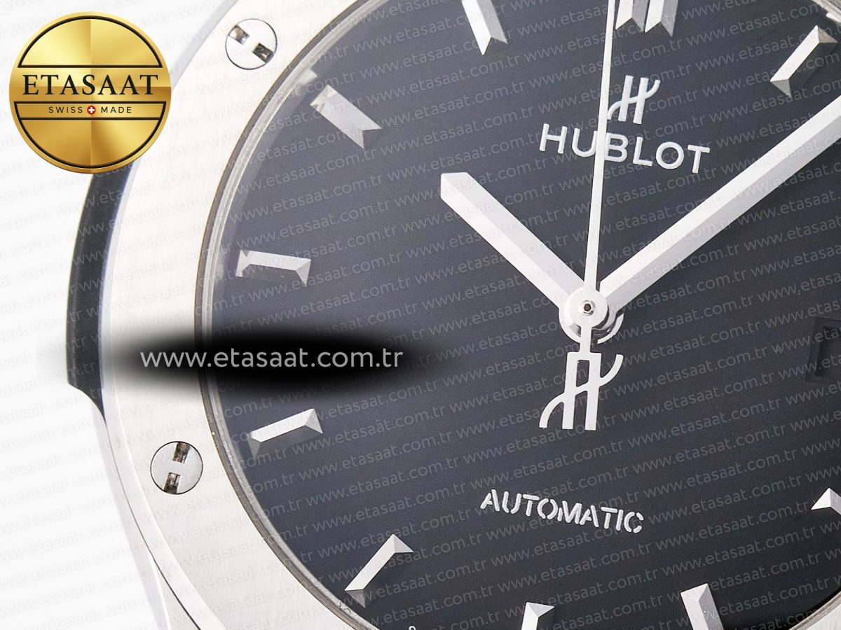 Classic Fusion 42mm SS JJF 1:1 Best Edition Black Dial on Black Gummy Leather Strap - Görsel 10