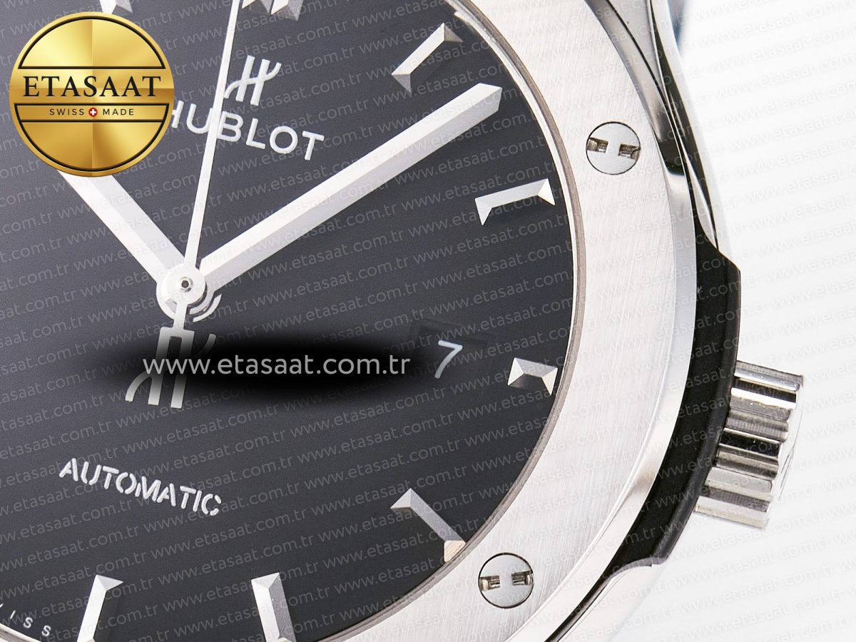 Classic Fusion 42mm SS JJF 1:1 Best Edition Black Dial on Black Gummy Leather Strap - Görsel 12