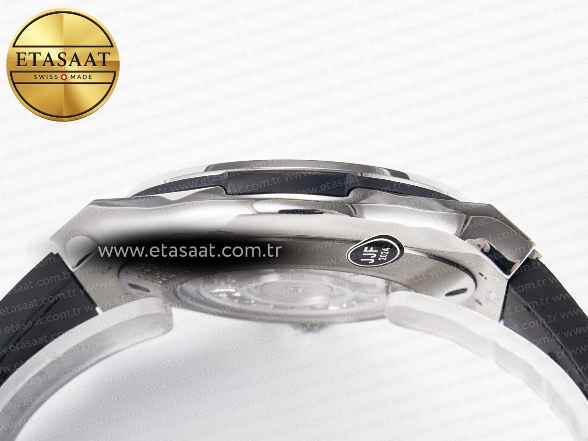 Classic Fusion 42mm SS JJF 1:1 Best Edition Black Dial on Black Gummy Leather Strap - Görsel 14