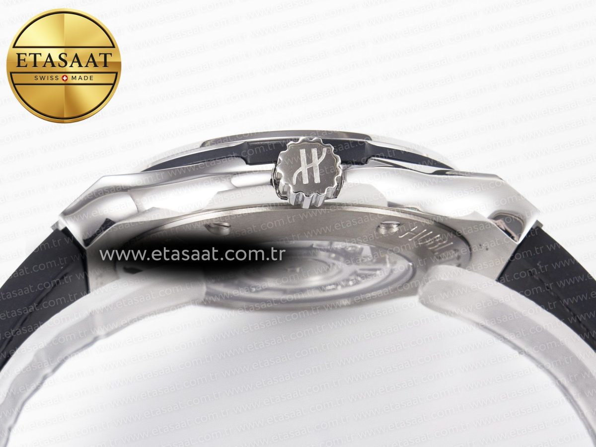 Classic Fusion 42mm SS JJF 1:1 Best Edition Black Dial on Black Gummy Leather Strap - Görsel 15