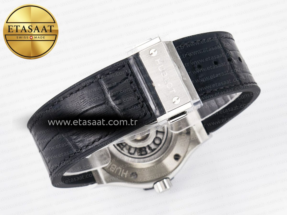Classic Fusion 42mm SS JJF 1:1 Best Edition Black Dial on Black Gummy Leather Strap - Görsel 16