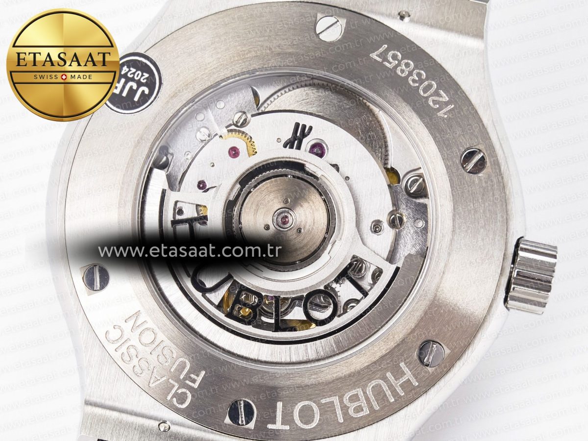 Classic Fusion 42mm SS JJF 1:1 Best Edition Black Dial on Black Gummy Leather Strap - Görsel 19