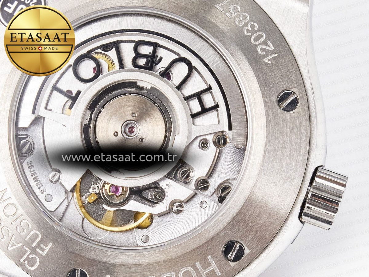 Classic Fusion 42mm SS JJF 1:1 Best Edition Black Dial on Black Gummy Leather Strap - Görsel 20