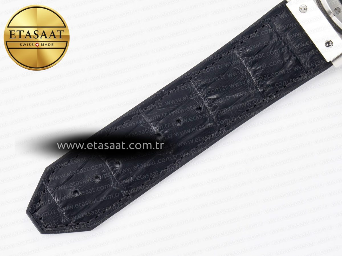 Classic Fusion 42mm SS JJF 1:1 Best Edition Black Dial on Black Gummy Leather Strap - Görsel 21